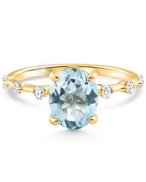 Pompeii3 2 1/4Ct Oval Topaz Diamond Ring Or Lab Grown - Blue