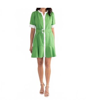 S'Edge Analeise Button Front Mini Dress - Green