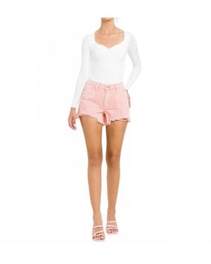 VERVET BY FLYING MONKEY Vervet Frayed Hem Shorts - Pink