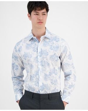 BarIII Amalfi Scenic Shirt Printed Slim Fit Button Up Fts246 - Gray
