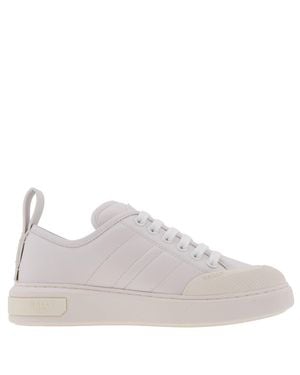 Bally Medyn Stripe Detailing Leather Sneakers, Brand Size 35 Us Size 4.5 - White