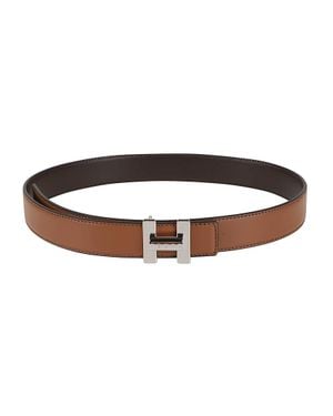 Hogan Polished Calf Leather Cut-Out Belt - Brown