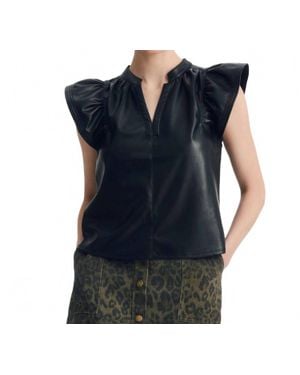 Melissa Nepton Faux Leather Venora Top - Blue