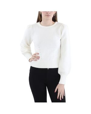 Joie Breela Ribbed Trim Cotton Pullover Sweater - White