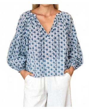 Emerson Fry Folk V-Neck Top - Blue