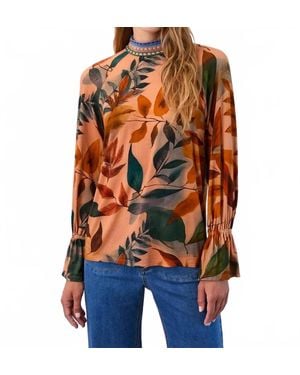 Fdj Mock Neck Trimmed Top - Orange