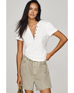 Pilcro Cotton Henley Tee - White