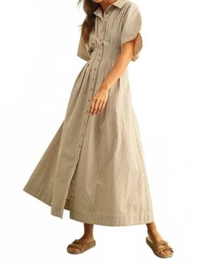 Miou Muse Lilly Striped Button-Front Maxi Dress - Natural