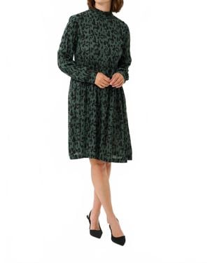 Kaffe High Neck Printed Mini Dress - Green