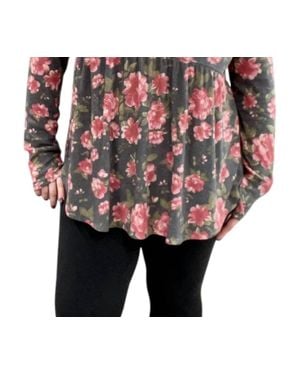 Honeyme Long Sleeve With Thumbholes Babydoll Top - Black