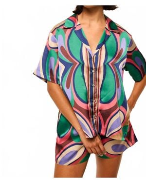 MISA Los Angles Solange Button-Down Top - Blue