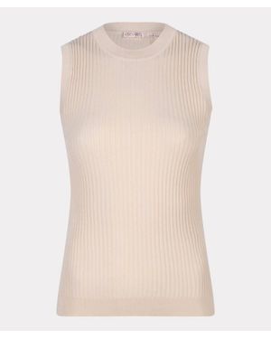 EsQualo Laura Ribbed Tank - Natural