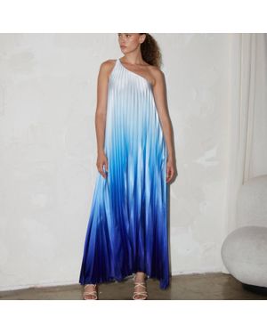 DELFI Collective Erica One Shoulder Pleated Maxi Dress - Blue