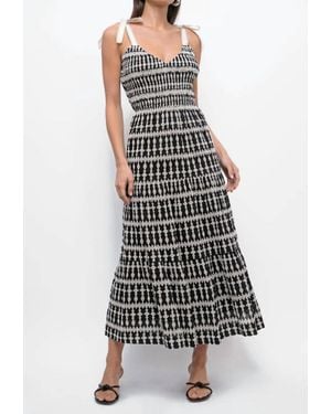 Greylin Arkwright Embroidered Eyelet Smock Midi Dress - Black
