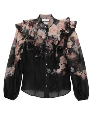Zimmermann Linen/Silk Blend Crush Blouse - Black
