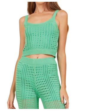 Surf Gypsy Knit Cropped Tank Top - Green