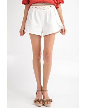 TRUEDAMES High Rise Waist Shorts - White