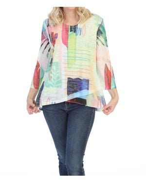 Jess & Jane Monaco Burnout Mesh Contrast Top - White