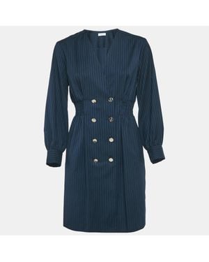 Sandro Pinstripe Crepe Tailored Sheath Dress - Blue