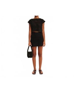 Kourbela Sandy Lace Knit Mini Skirt - Black