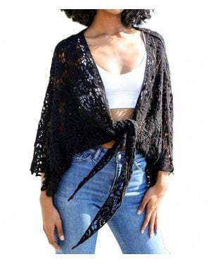 Daytrip Floral Crochet Wrap Top - Black
