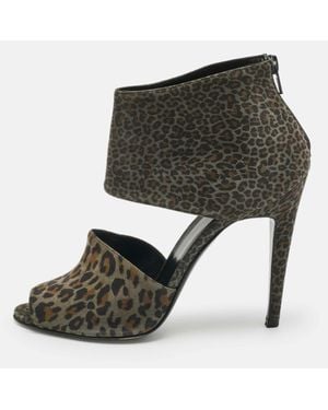 Pierre Hardy Leopard Print Suede Ankle Strap Sandals - Black