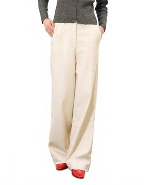 FRNCH Winter Woven Wide Leg Pant - Natural