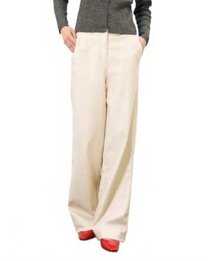 FRNCH Winter Woven Wide Leg Pant - Natural