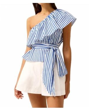Marie Oliver Idah One-Shoulder Ruffle Top - Blue