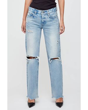 Moussy Odessa Straight-Low Pants - Blue