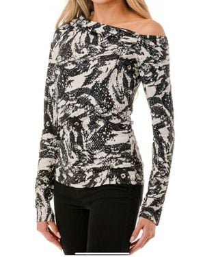 Ariella Open Shoulder Ruch Detail Top - Black
