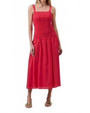 Sugarlips Railey Smocked Drop Waist Midi Dress - Red