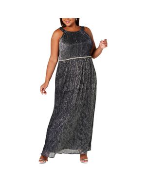SLNY Plus Metallic Long Evening Dress - Black