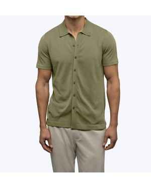 Cuts Riviera Knit Button Up Shirt - Green