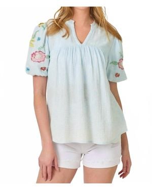 Mystree Skye Short Sleeve Top - Blue