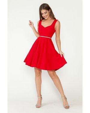 TRUEDAMES Cocktail Dress Sweetheart Sleeveless A-Line Dress - Red