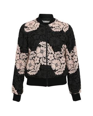 Alice + Olivia Felisa Lace Bomber Jacket - Black