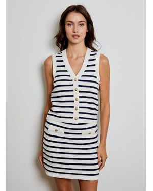 Design History Stripe V-Neck Top - Blue