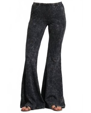 Chatoyant Mineral Wash Bell Bottom Soft Pants - Blue