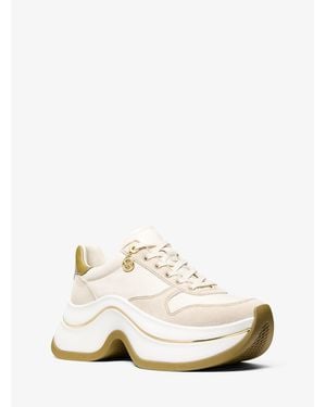 Michael Kors Arla Leather And Suede Sneaker - White