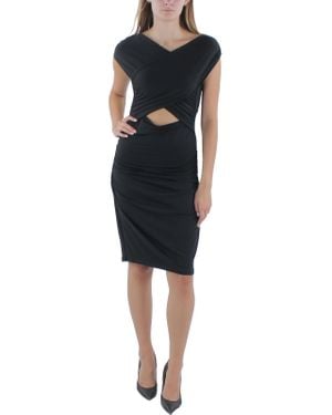 Susana Monaco Gathered Criss-Cross Front Midi Dress - Black