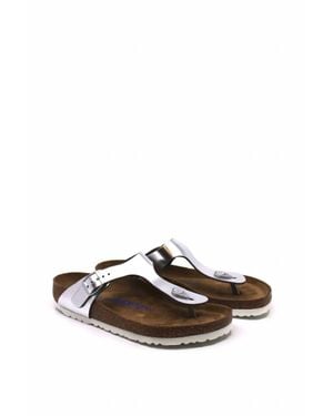 Birkenstock Gizeh Leather Soft Footbed Sandals - Metallic