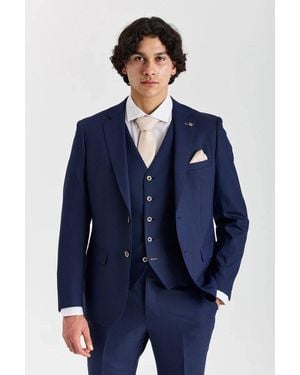 Paul Andrew Belmont 3 Piece Suit Classic Stitch Lapel Wedding Summer Prom - Blue