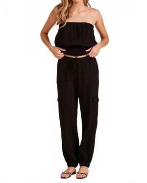 Bobi Mixed Drawstring Pants - Black