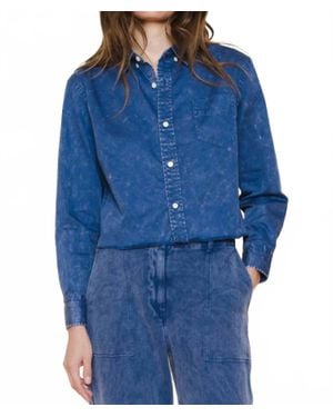 Raquel Allegra Artist Denim Crop Shirt - Blue