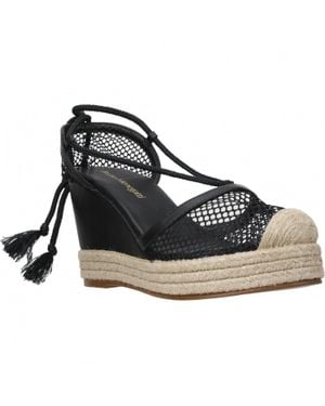 Carrano Adella Wedge Fishnet Sandal - Black