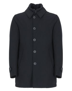 Herno Washington Dark Laminated Bi-Stretch Padded Raincoat - Blue