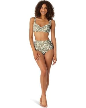 Anne Cole Retro Top Ditsy Floral Twist Front Swim Jdm1097 - Green