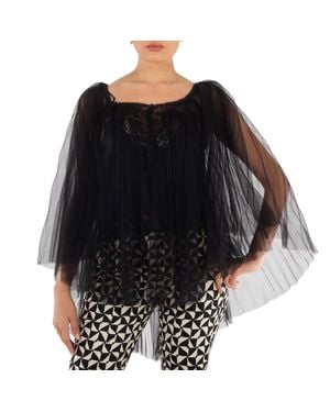 Alexander Wang Lace-Embroidered Charmeuse Tunic Top - Black