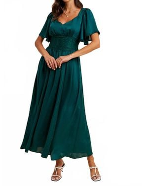 In-Loom Washed Satin Maxi Dress - Green